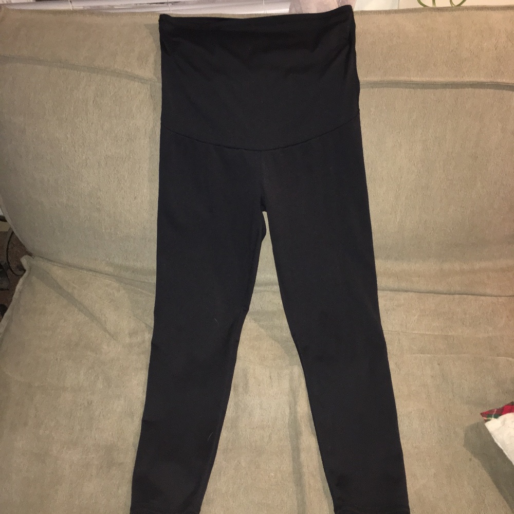 over the belly black yoga pants maternity medium